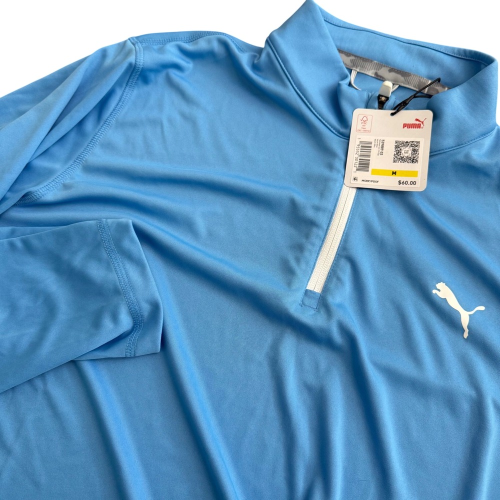 Puma Mens Fairview Sun 1/4 Zip Golf Pullover Azure Blue 539889-03 New Medium